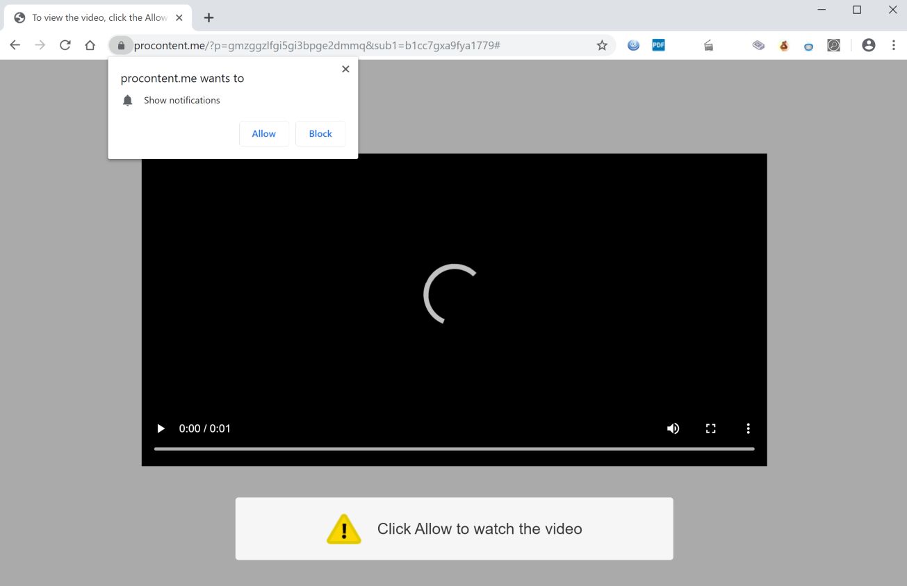 Image: Chrome browser is redirected to Procontent.me