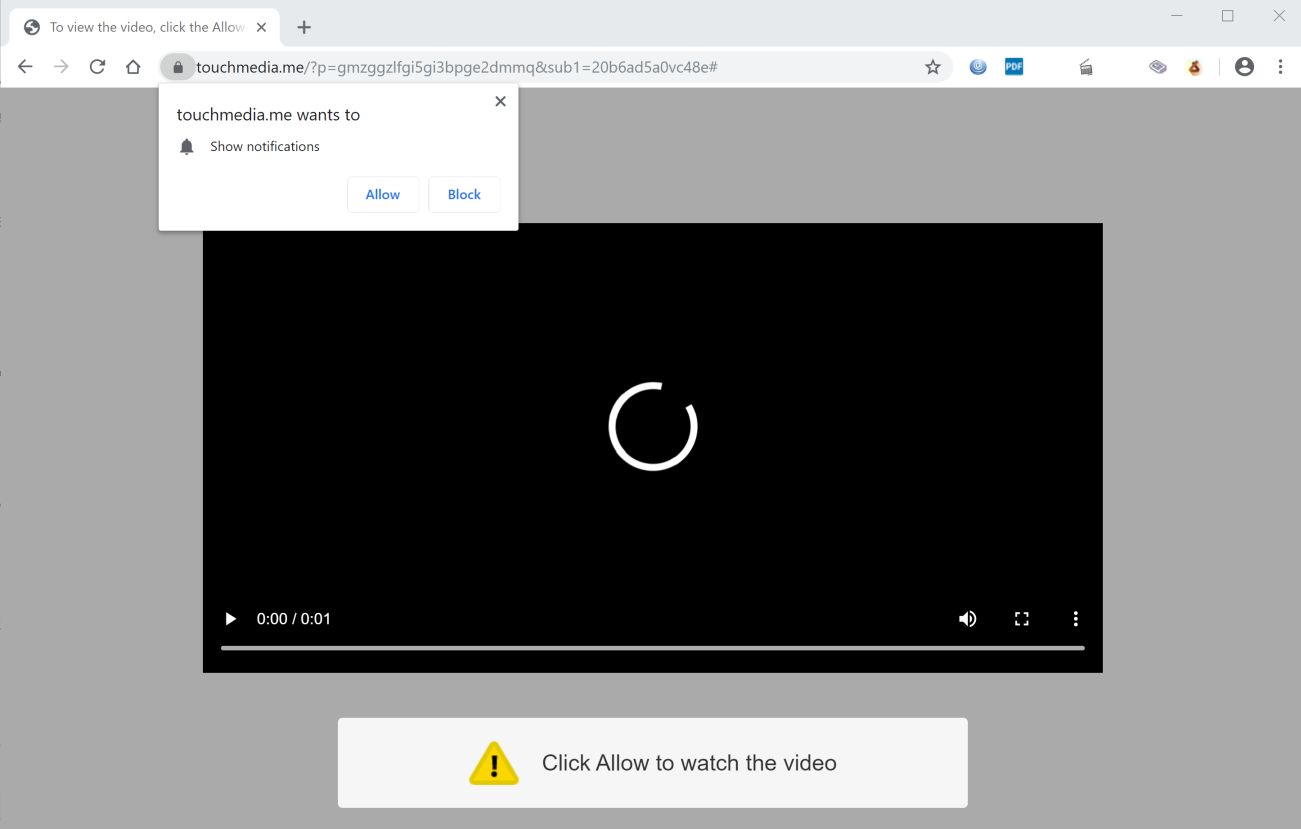 Image: Chrome browser is redirected to Touchmedia.me