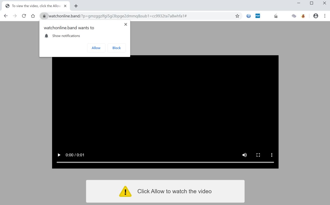 Image: Chrome browser is redirected to Watchonline.band