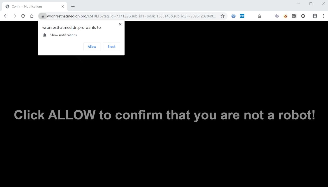  Image: Chrome browser is redirected to Wronresthatmedidn.pro