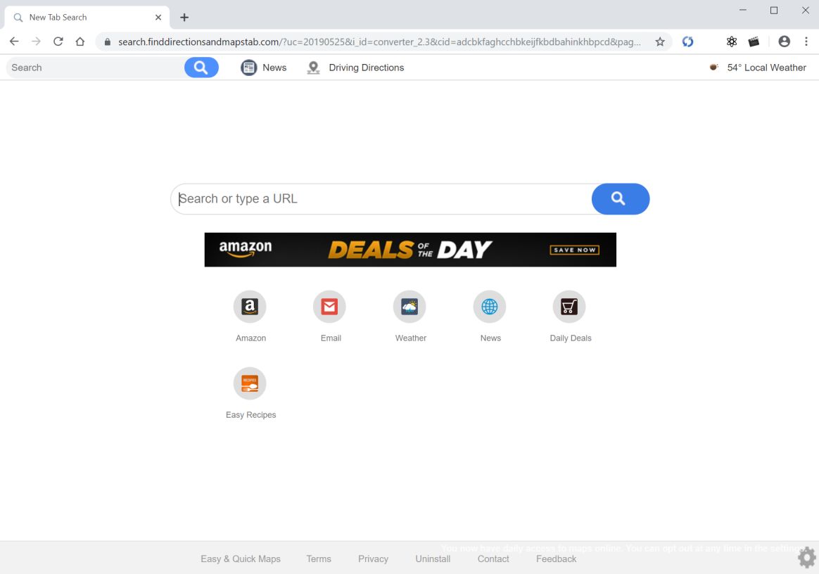 Image: Chrome browser is redirected to Easy & Quick Maps Search