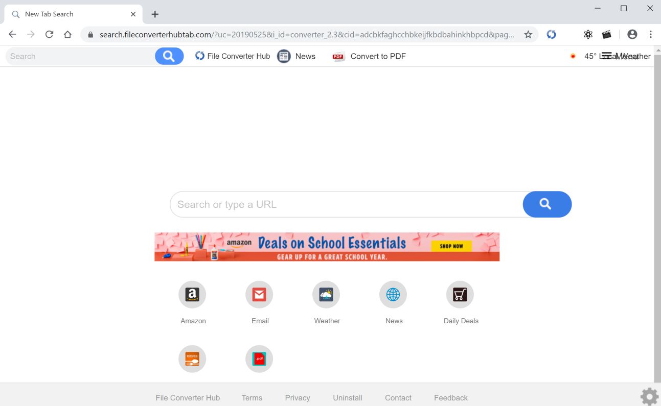 Image: Chrome browser is redirected to File Converter Hub Search