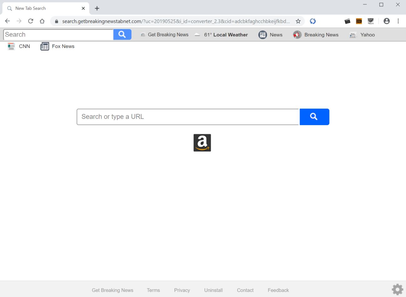 Image: Chrome browser is redirected to Get Breaking News Search