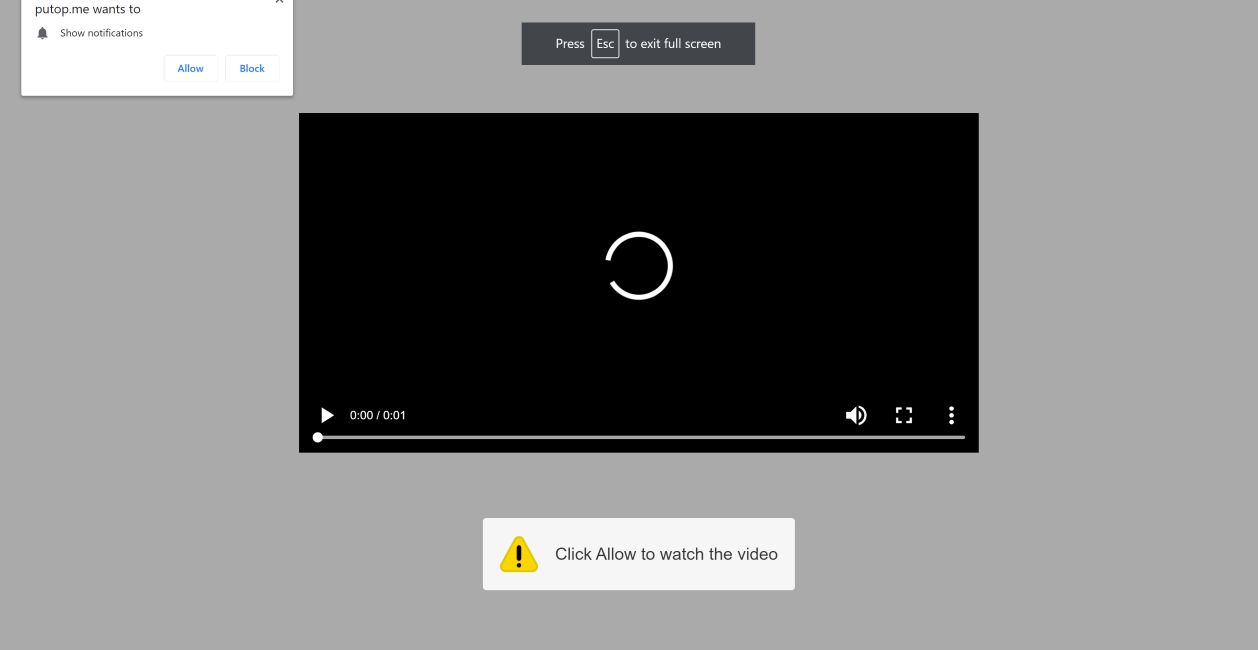 Image: Chrome browser is redirected to Putop.me