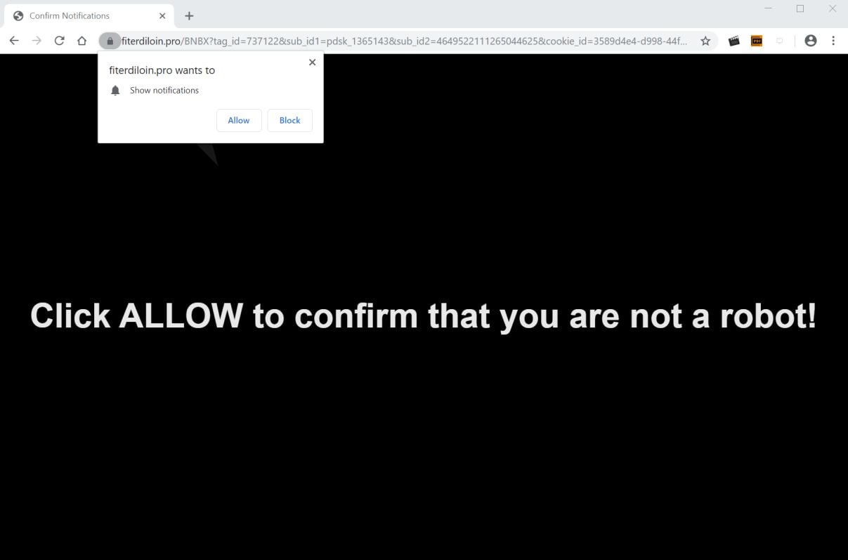Image: Chrome browser is redirected to Fiterdiloin.pro