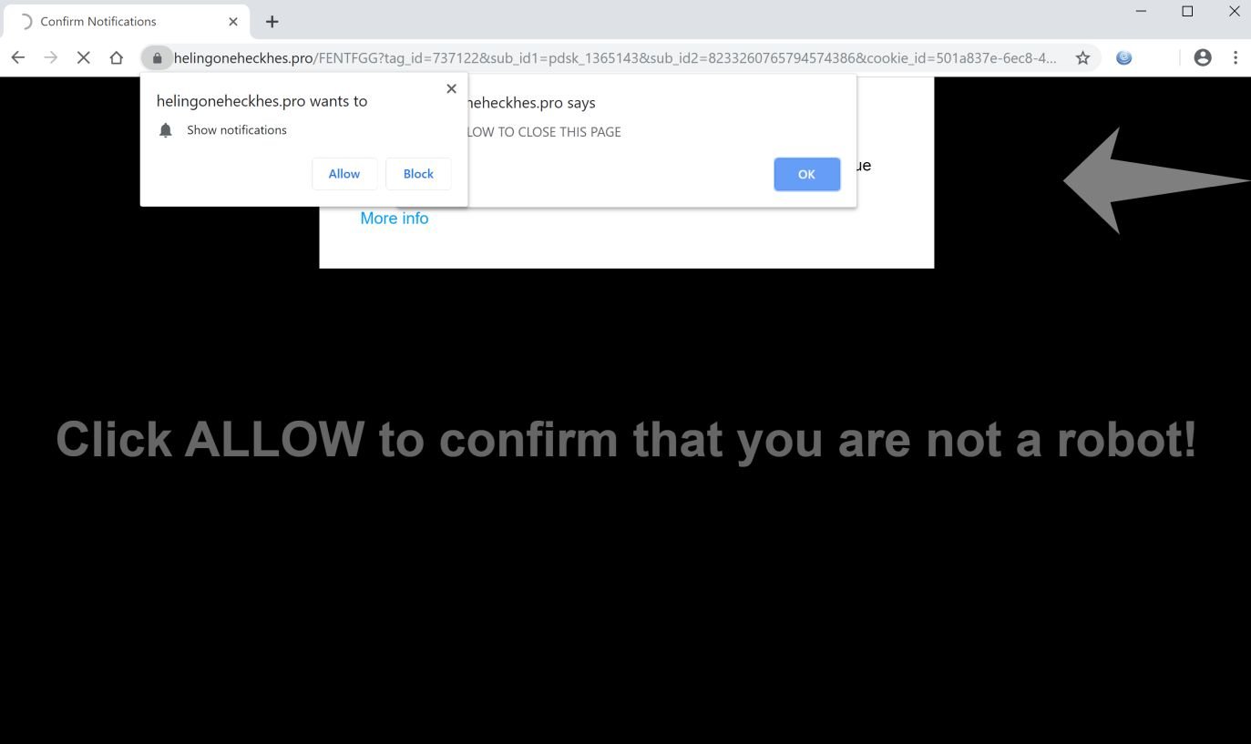 Image: Chrome browser is redirected to Helingoneheckhes.pro