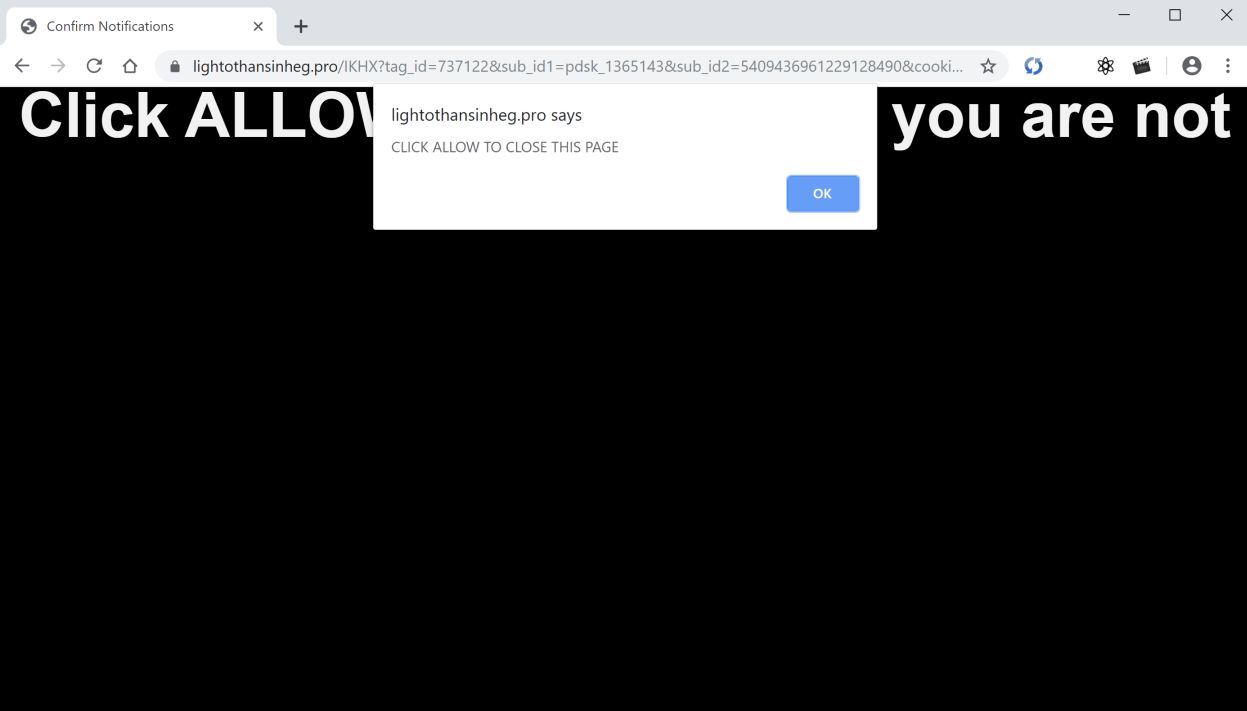 Image: Chrome browser is redirected to Lightothansinheg.pro