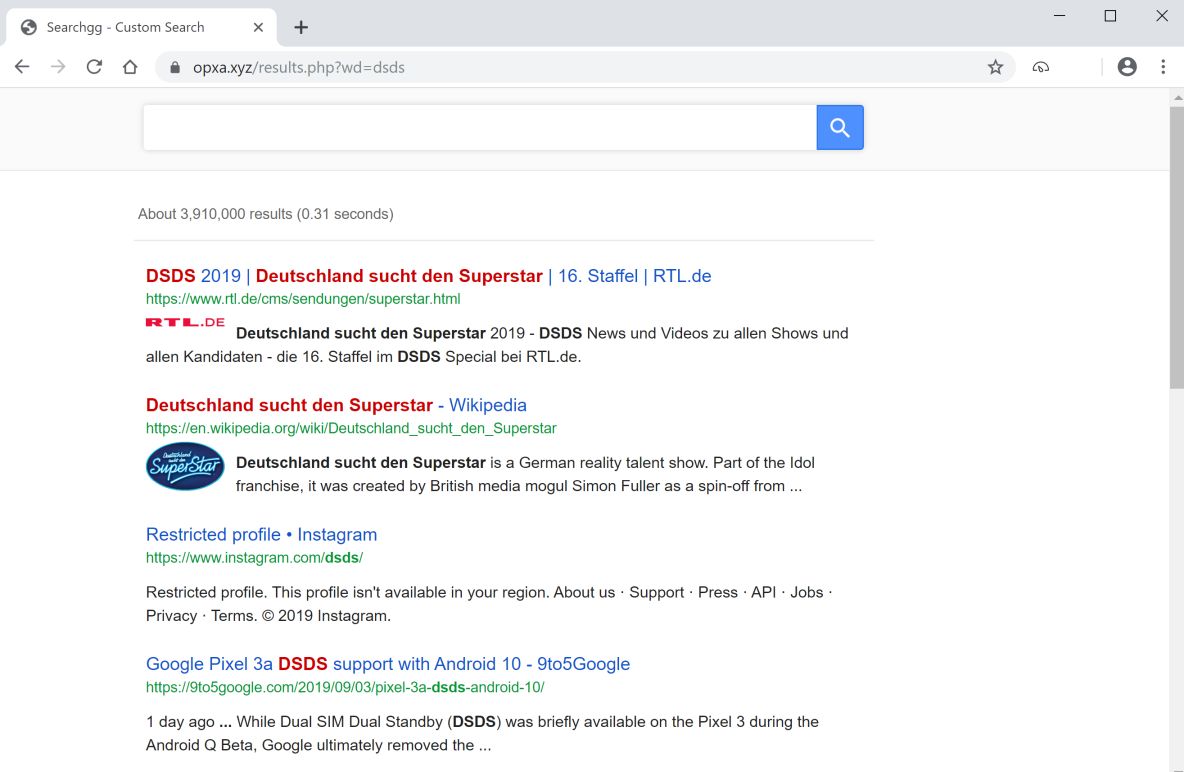 Image: Google Chrome is redirected to Opxa.xyz virus