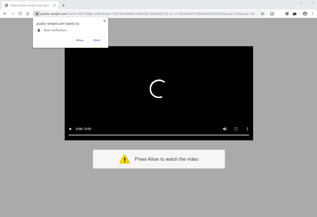 Image: Chrome browser is redirected to Pushs-veriprt.com