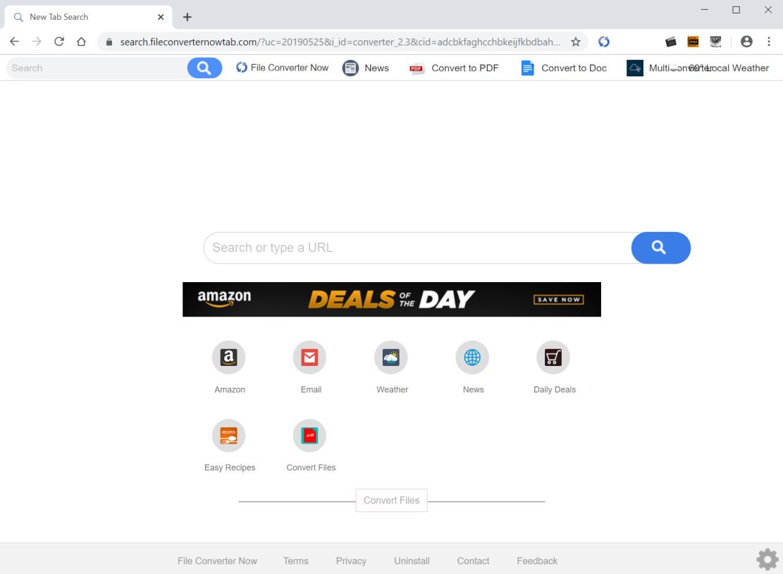 Image: Chrome browser is redirected to search.fileconverternowtab.com