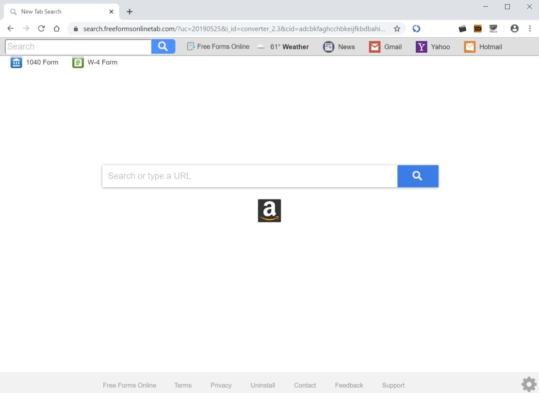 Image: Chrome browser is redirected to search.freeformsonlinetab.com