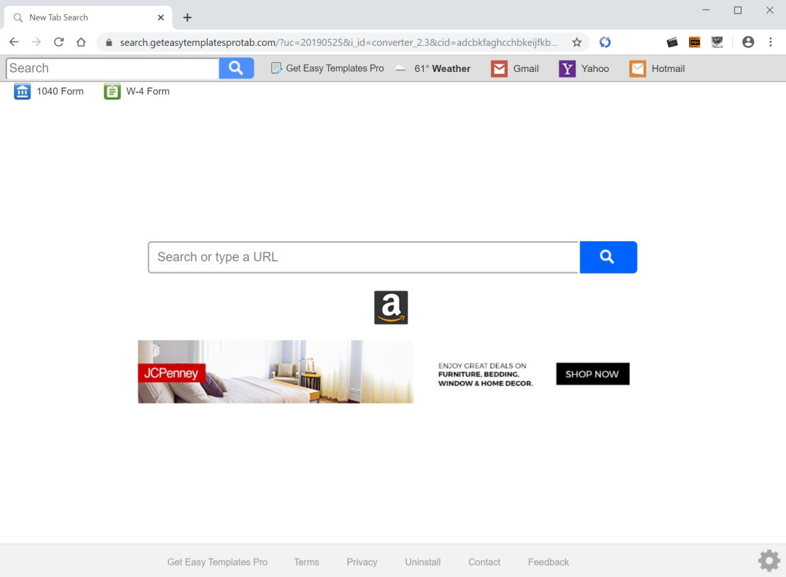 Image: Chrome browser is redirected to search.geteasytemplatesprotab.com