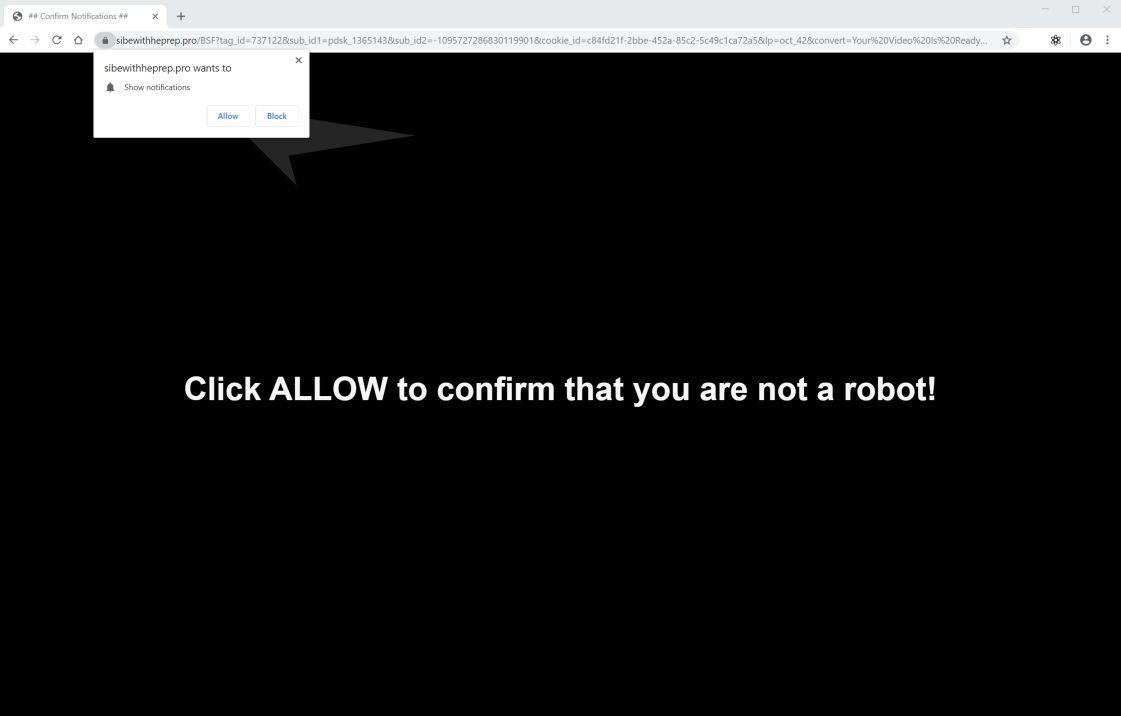 Image: Chrome browser is redirected to Sibewithheprep.pro