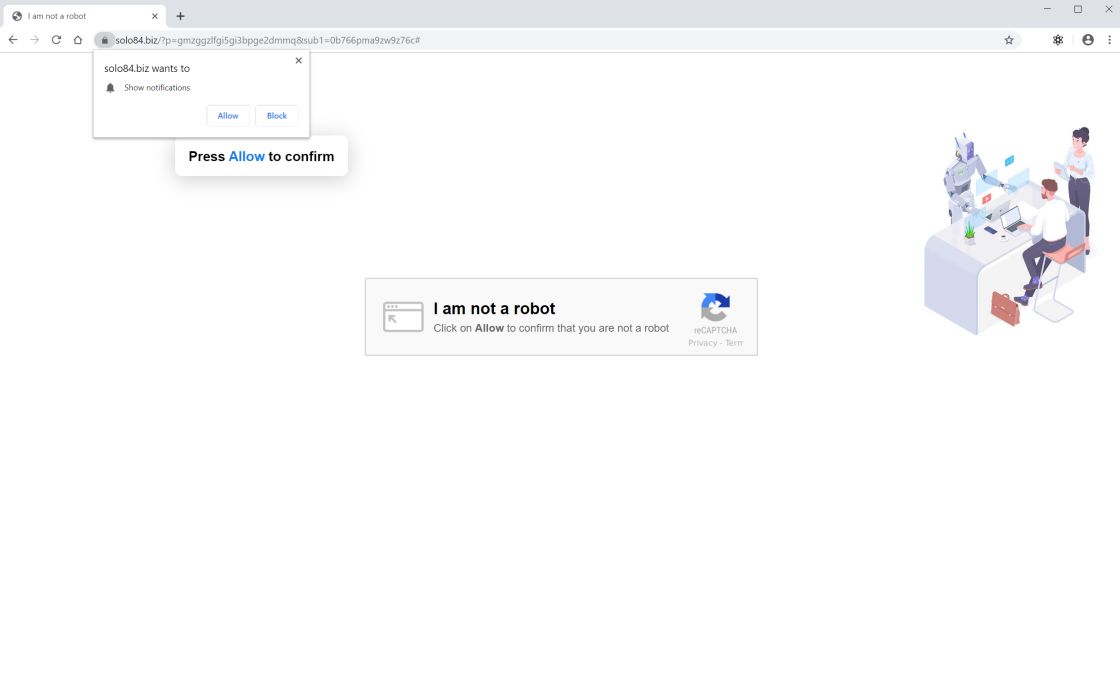 Image: Chrome browser is redirected to Solo84.biz