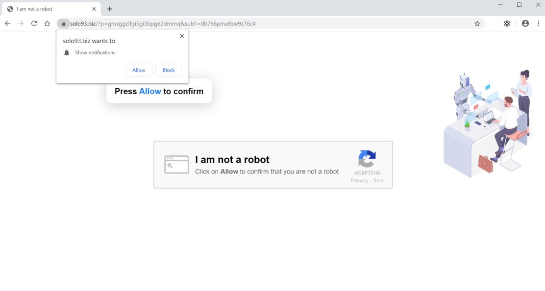 Image: Chrome browser is redirected to Solo93.biz