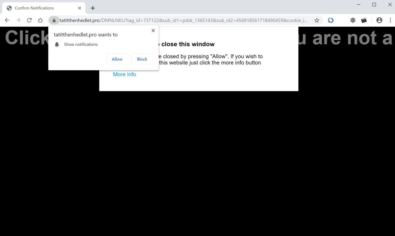 Image: Chrome browser is redirected to Tatitthenhedlet.pro