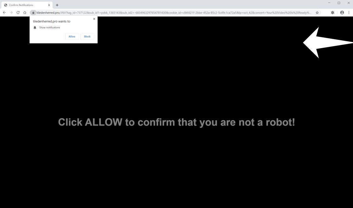 Image: Chrome browser is redirected to Tiledenherred.pro