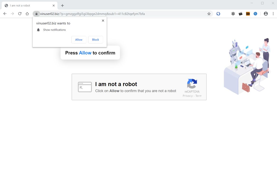 Image: Chrome browser is redirected to Vinuser02.biz