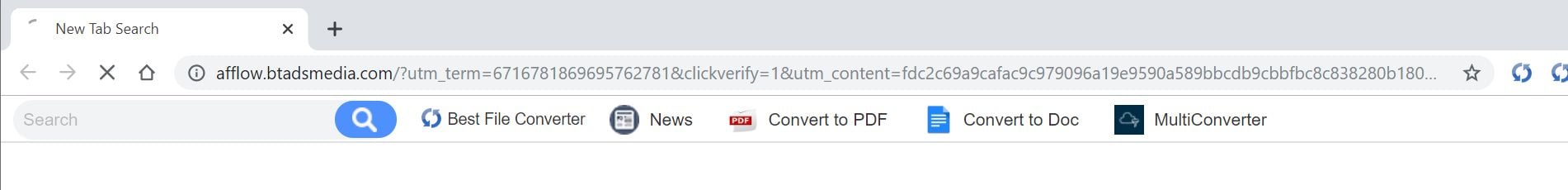 Image: Chrome browser is redirected to Afflow.btadsmedia.com