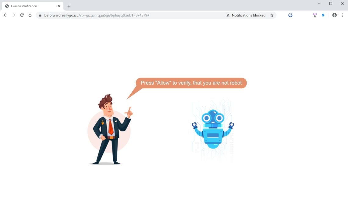 Image: Chrome browser is redirected to Beforwardreallygo.icu