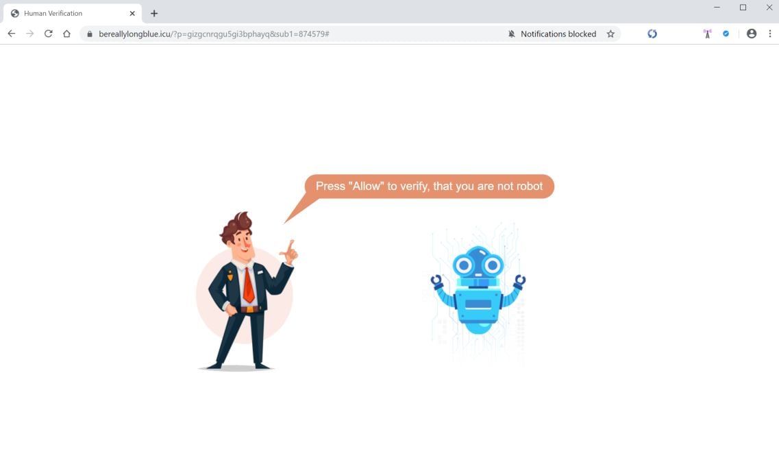 Image: Chrome browser is redirected to Bereallylongblue.icu