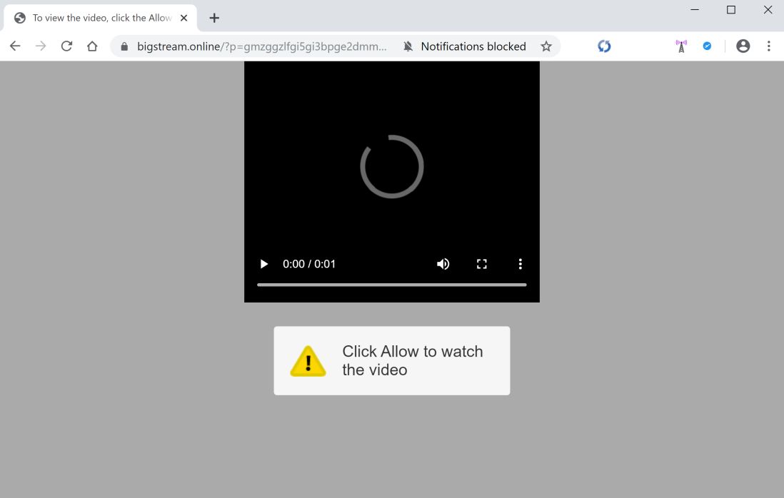 Image: Chrome browser is redirected to Bigstream.online