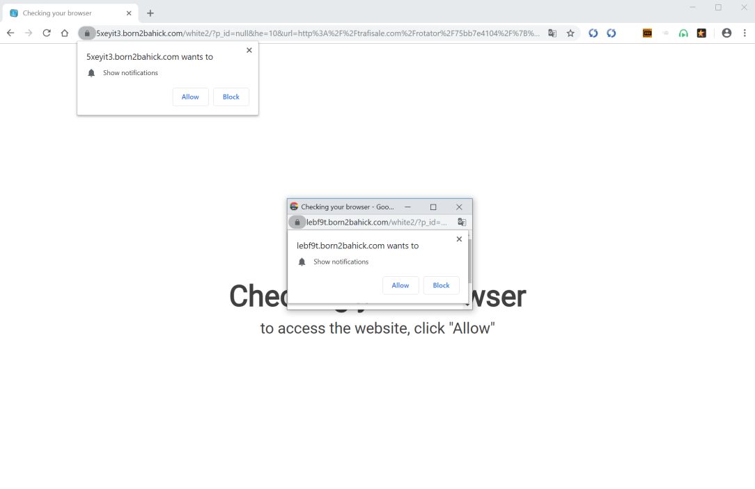 Image: Chrome browser is redirected to Born2bahick.com