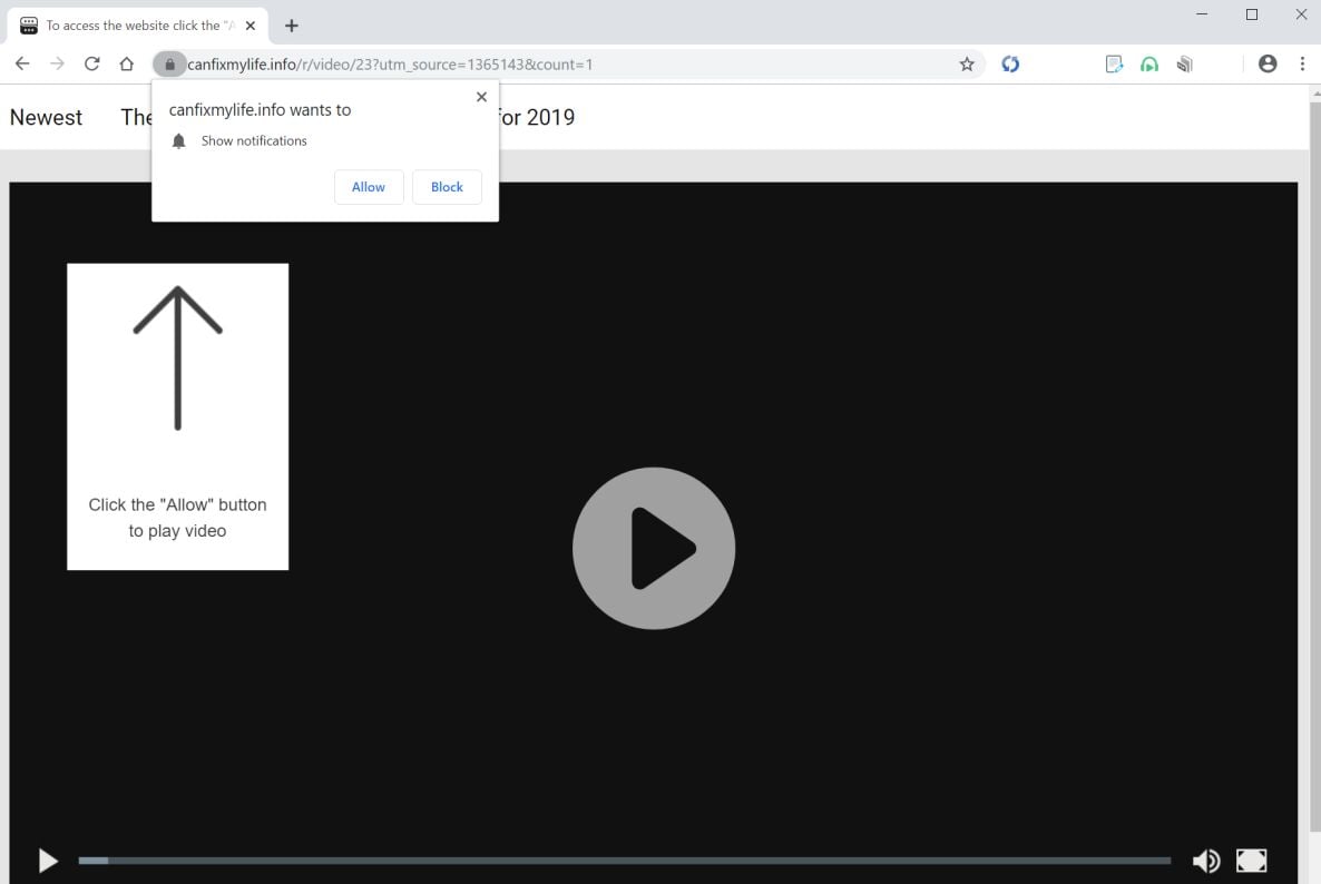 Image: Chrome browser is redirected to Canfixmylife.info