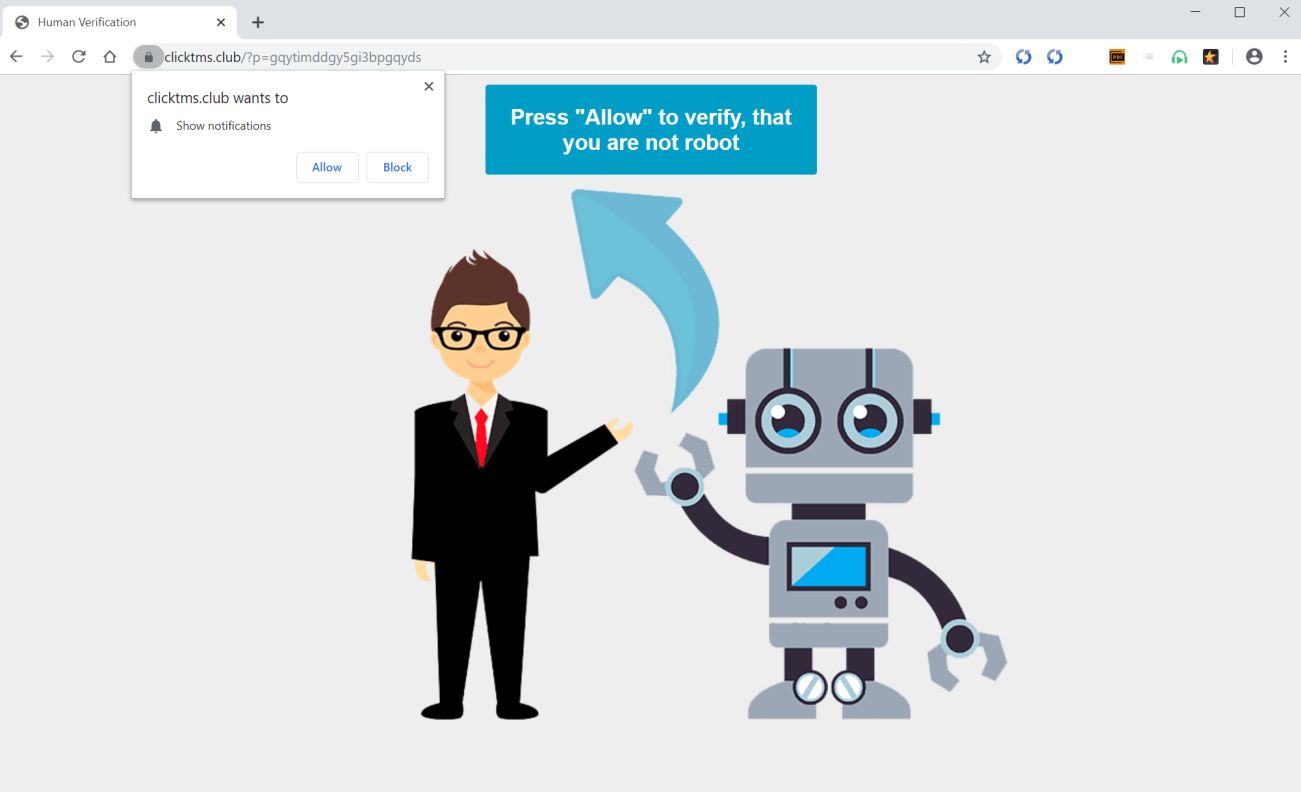 Image: Chrome browser is redirected to Clicktms.club
