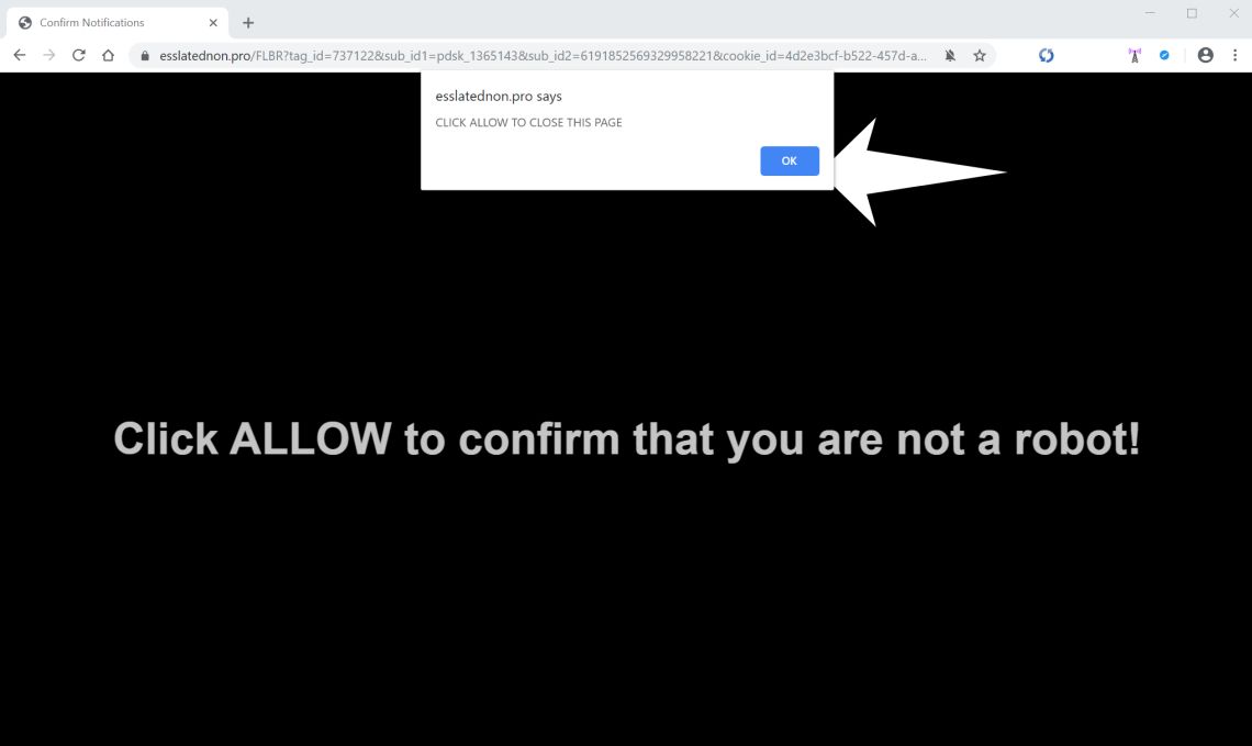 Image: Chrome browser is redirected to Esslatednon.pro