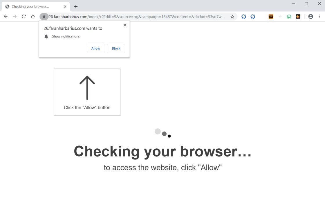 Image: Chrome browser is redirected to Faranharbarius.com