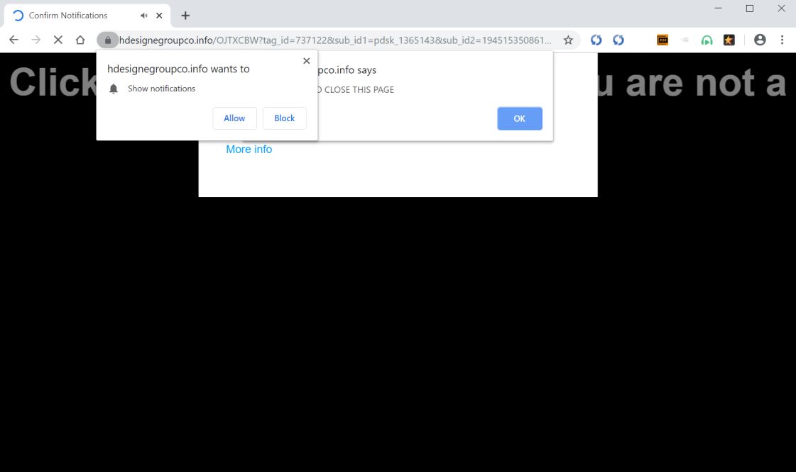 Image: Chrome browser is redirected to Hdesignegroupco.info