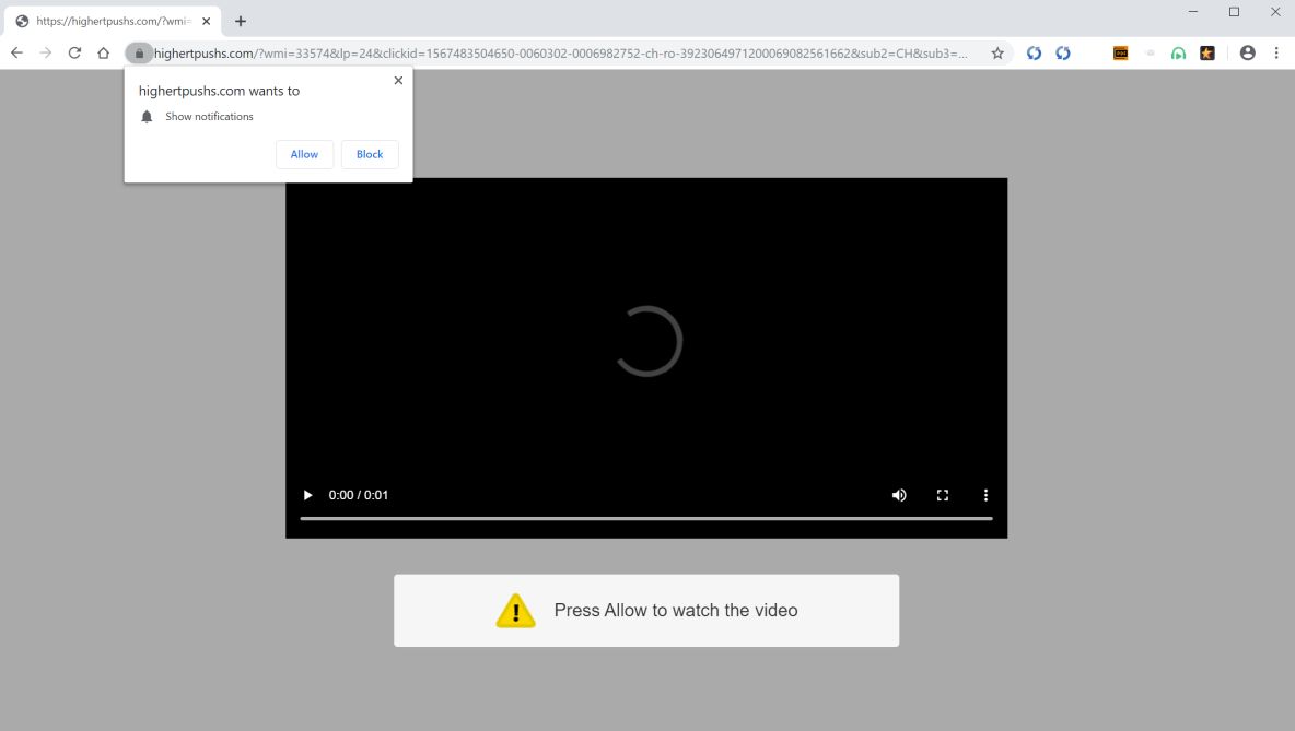 Image: Chrome browser is redirected to Highertpushs.com