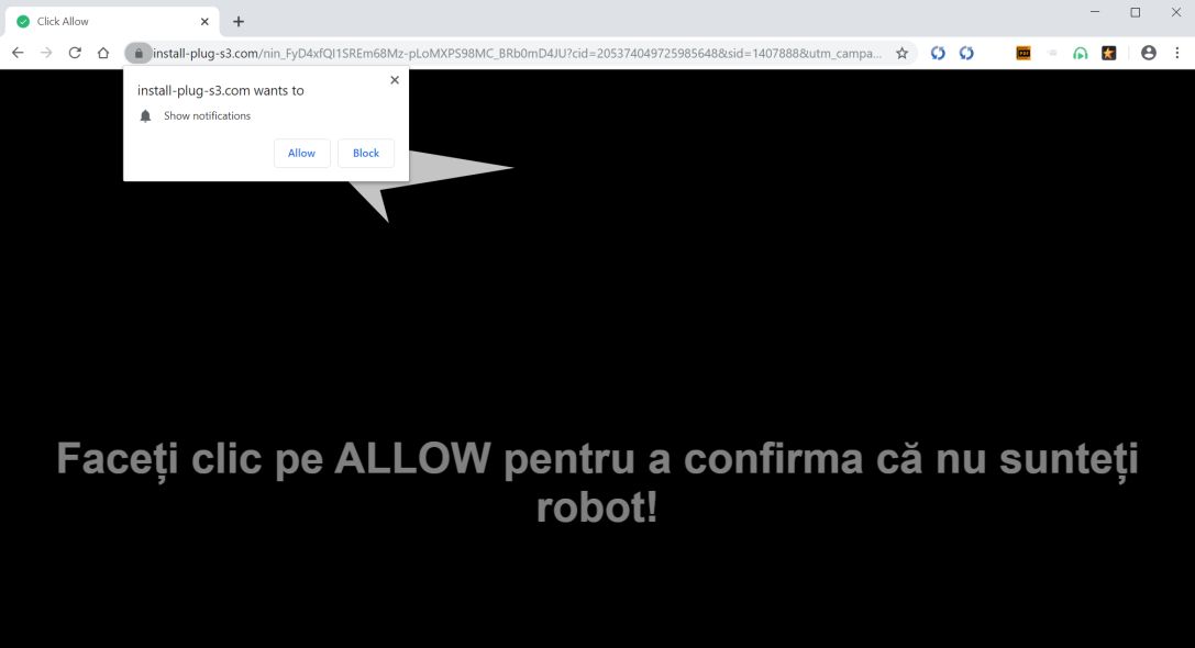 Image: Chrome browser is redirected to Install-plug-s3.com
