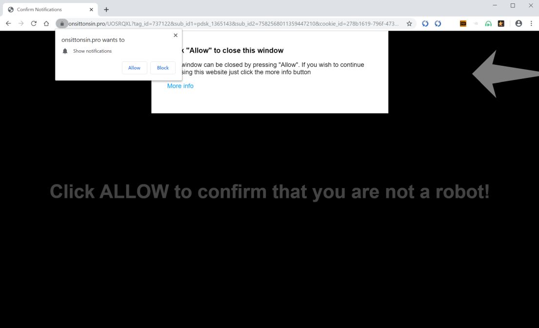 Image: Chrome browser is redirected to Onsittonsin.pro
