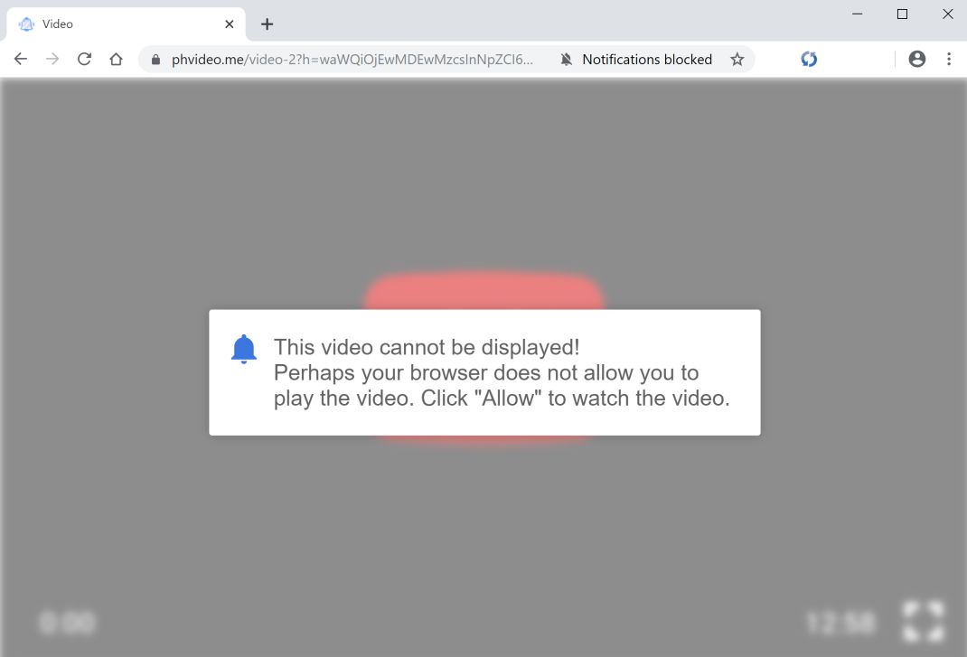 Image: Chrome browser is redirected to Phvideo.me