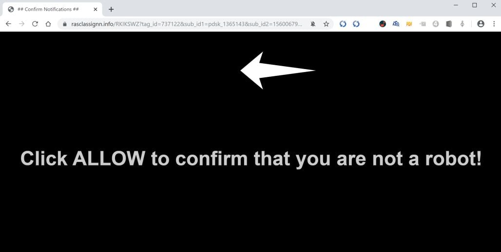 Image: Chrome browser is redirected to Rasclassignn.info