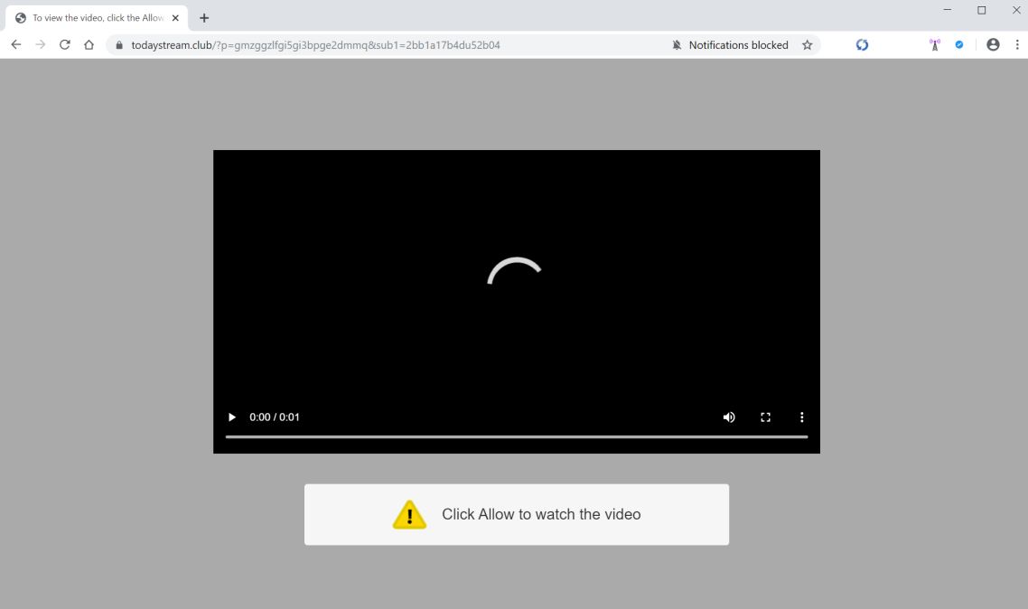 Image: Chrome browser is redirected to Todaystream.club