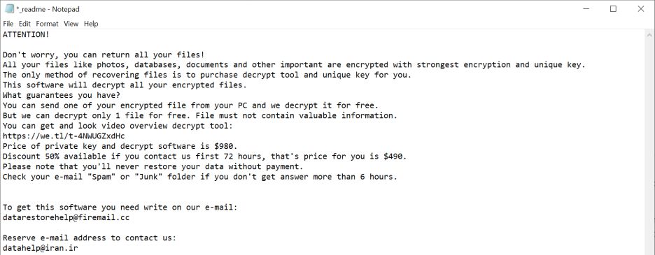 Image: Datahelp@iran.ir Ransomware