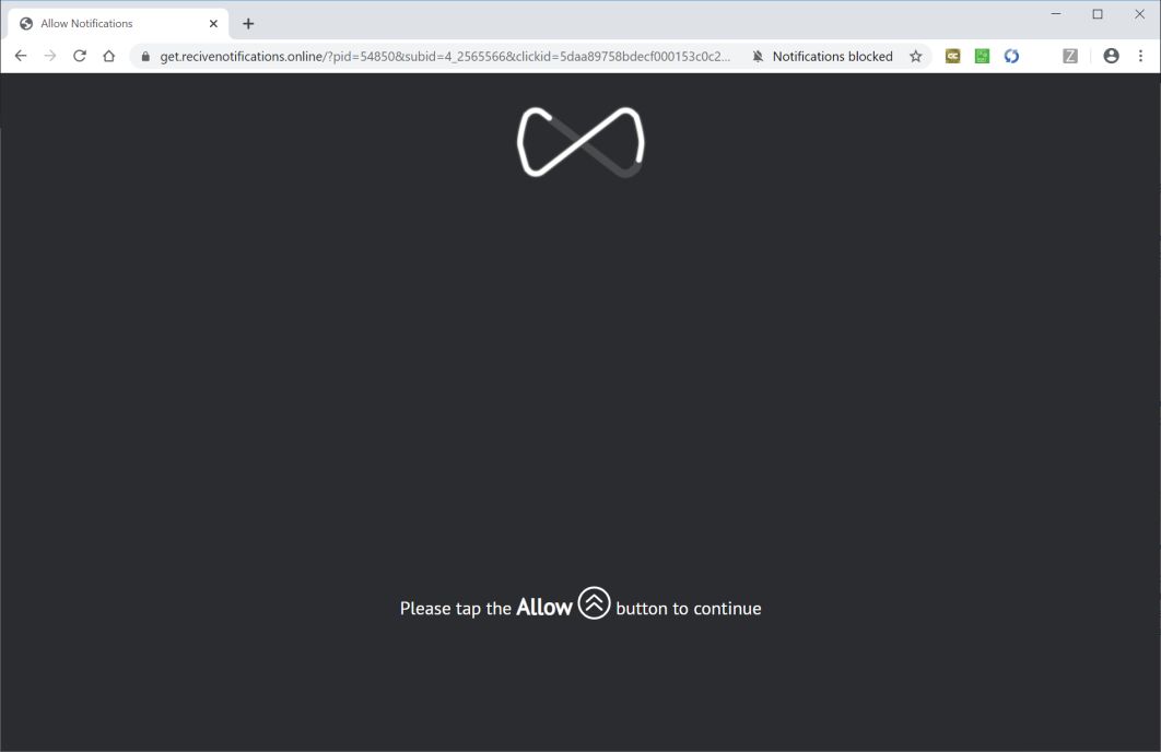 Image: Chrome browser is redirected to Get.recivenotifications.online