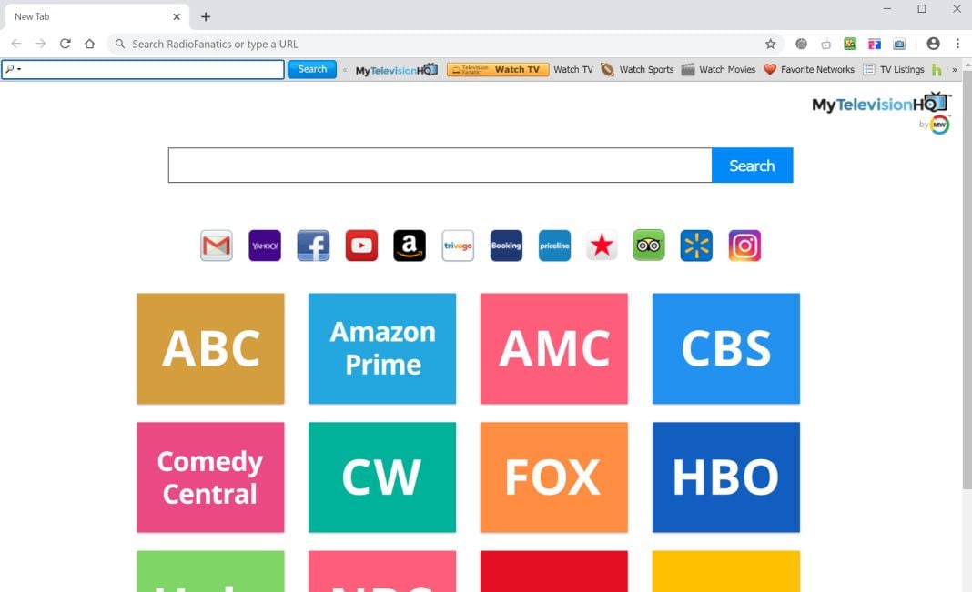 Image: Chrome browser is redirected to MyTelevisionHQ