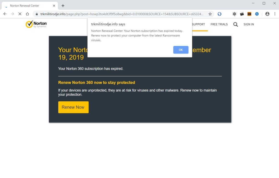 norton life lock renewal scam