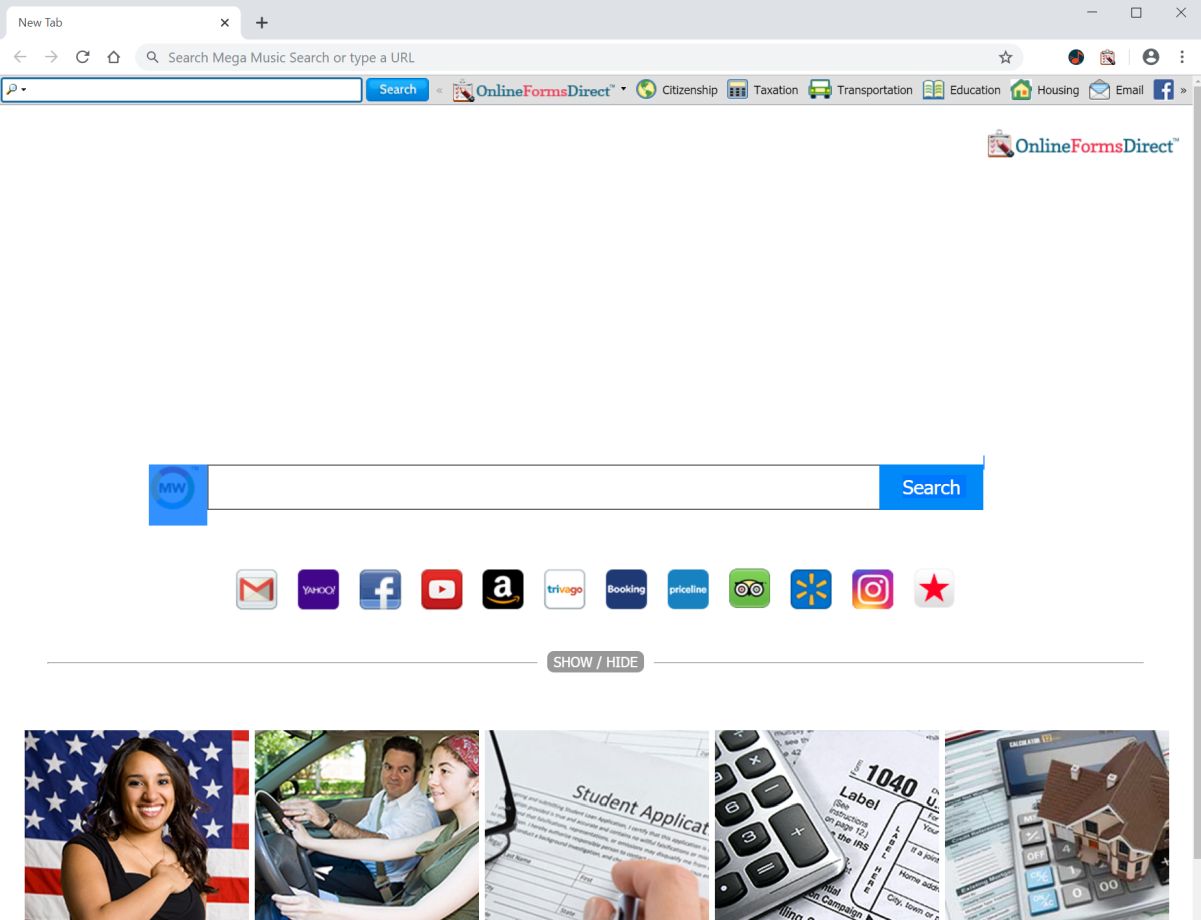 Image: Chrome browser is redirected to OnlineFormsDirect