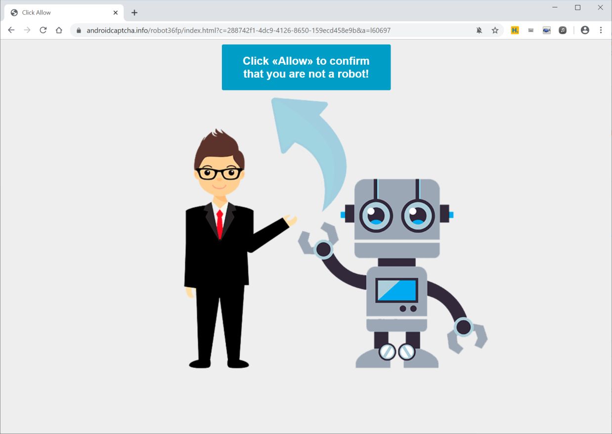 Image: Chrome browser is redirected to Androidcaptcha.info