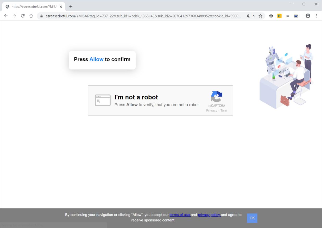 Image: Chrome browser is redirected to Esreasedreful.com