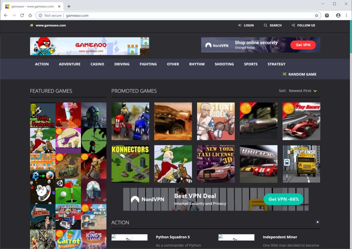 Image: Chrome browser is redirected to Gameaoo.com