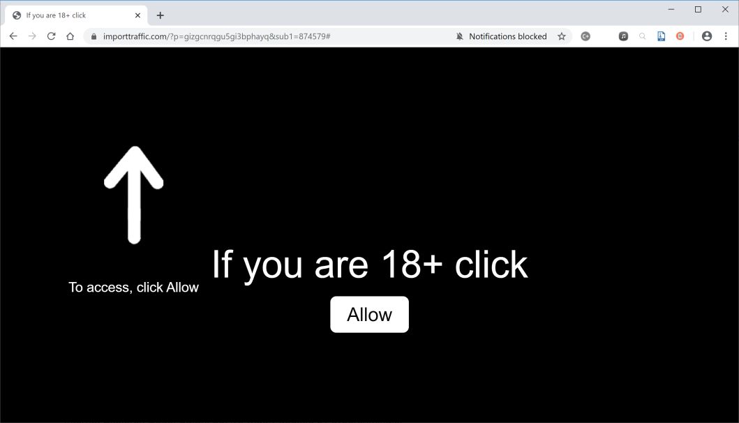 Image: Chrome browser is redirected to Importtraffic.com