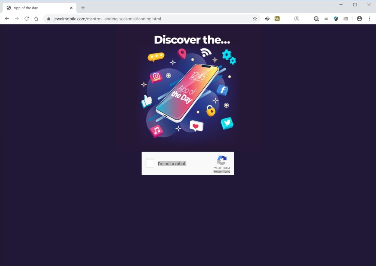 Image: Chrome browser is redirected to Jewelmobile.com