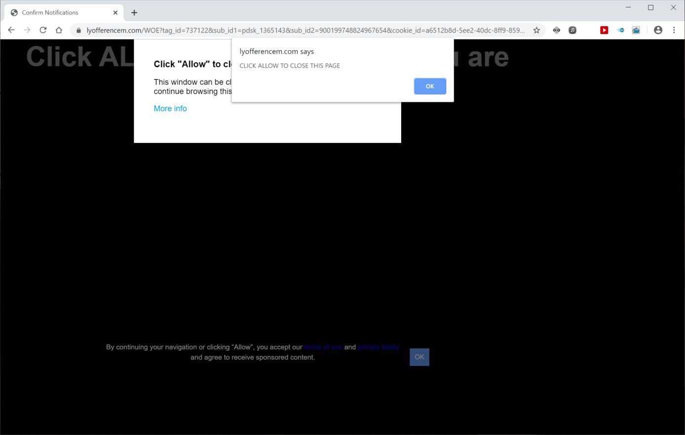 Image: Chrome browser is redirected to Lyofferencem.com