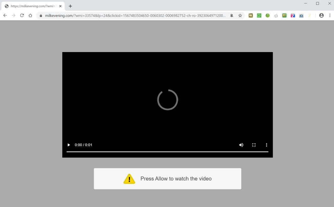 Image: Chrome browser is redirected to Milkevening.com